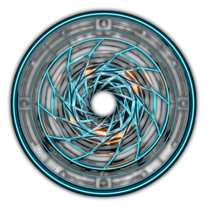 A rotating governance oculus above a gravitational singularity, representing continuous authorization inspection at the effect boundary.